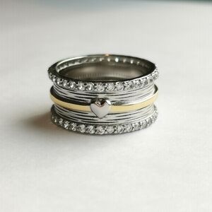 HOST PICK New sterling silver two tone cz heart band ring 🆕